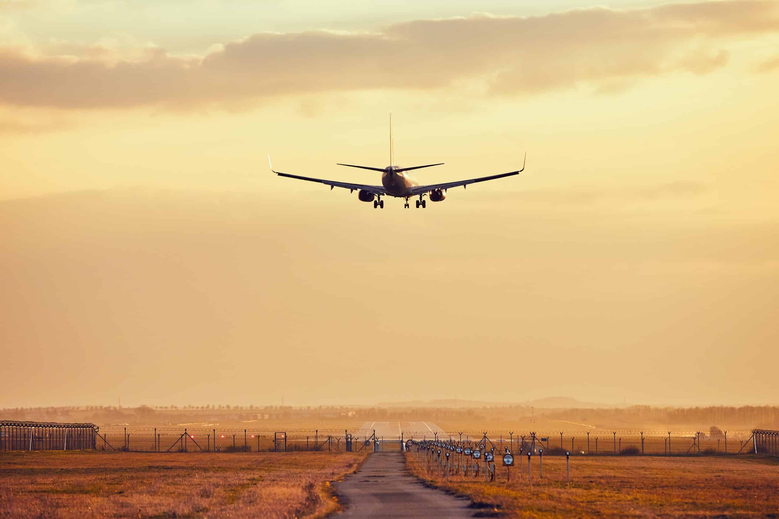 Landing at the sunset